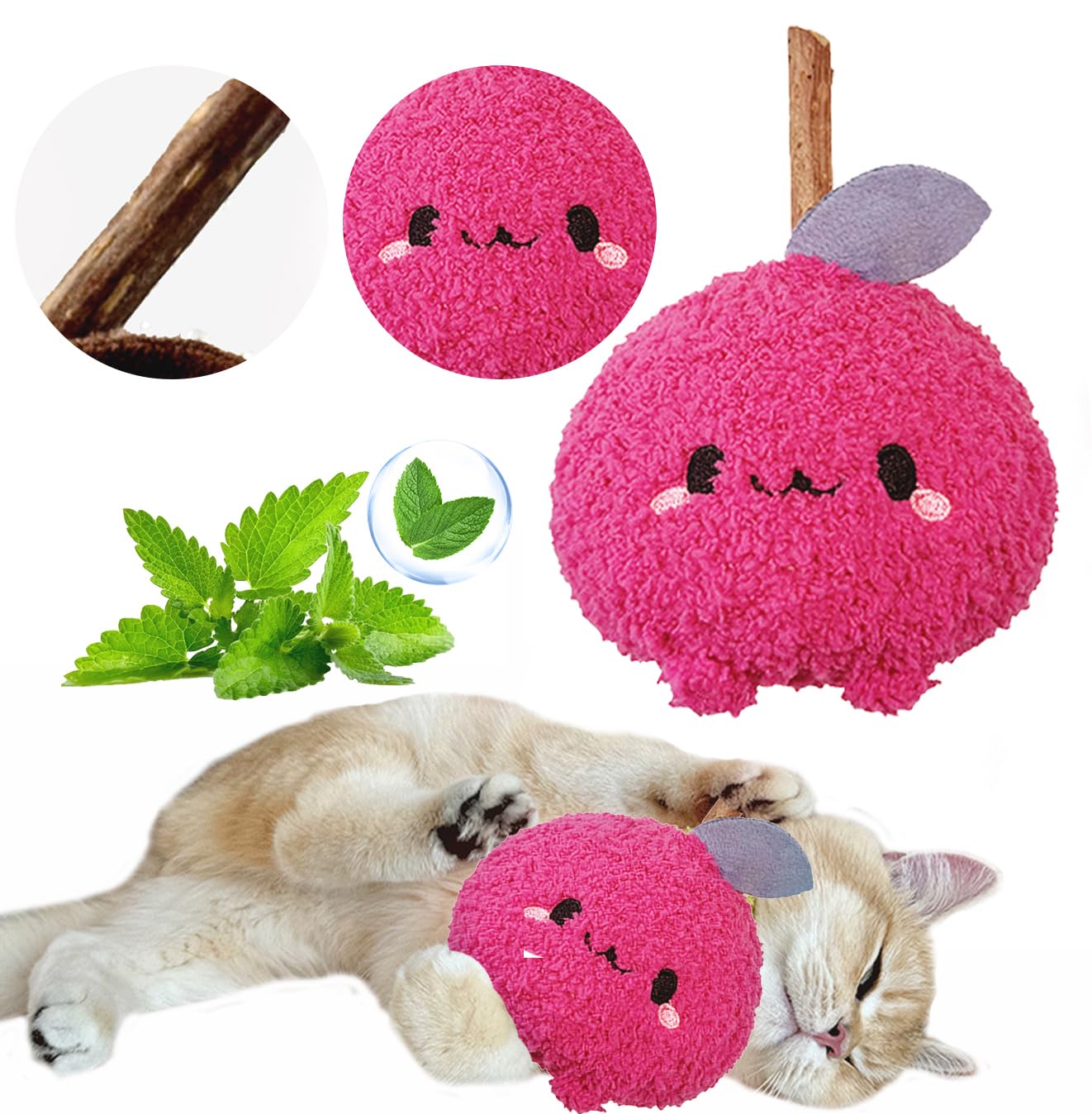 Petelligent Durable and lnteractive Cat Teething Stick Toys: Chewing Stick, Grinding Teeth Rod, and chewable Cat Doll for Your Pet's Entertainment (Red)