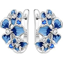 Botanical Floral Earrings in 925 Sterling Silver Nature Inspired Studs for Women, Lightweight Everyday Jewellery Gift for Birthday Christmas Mother's Day