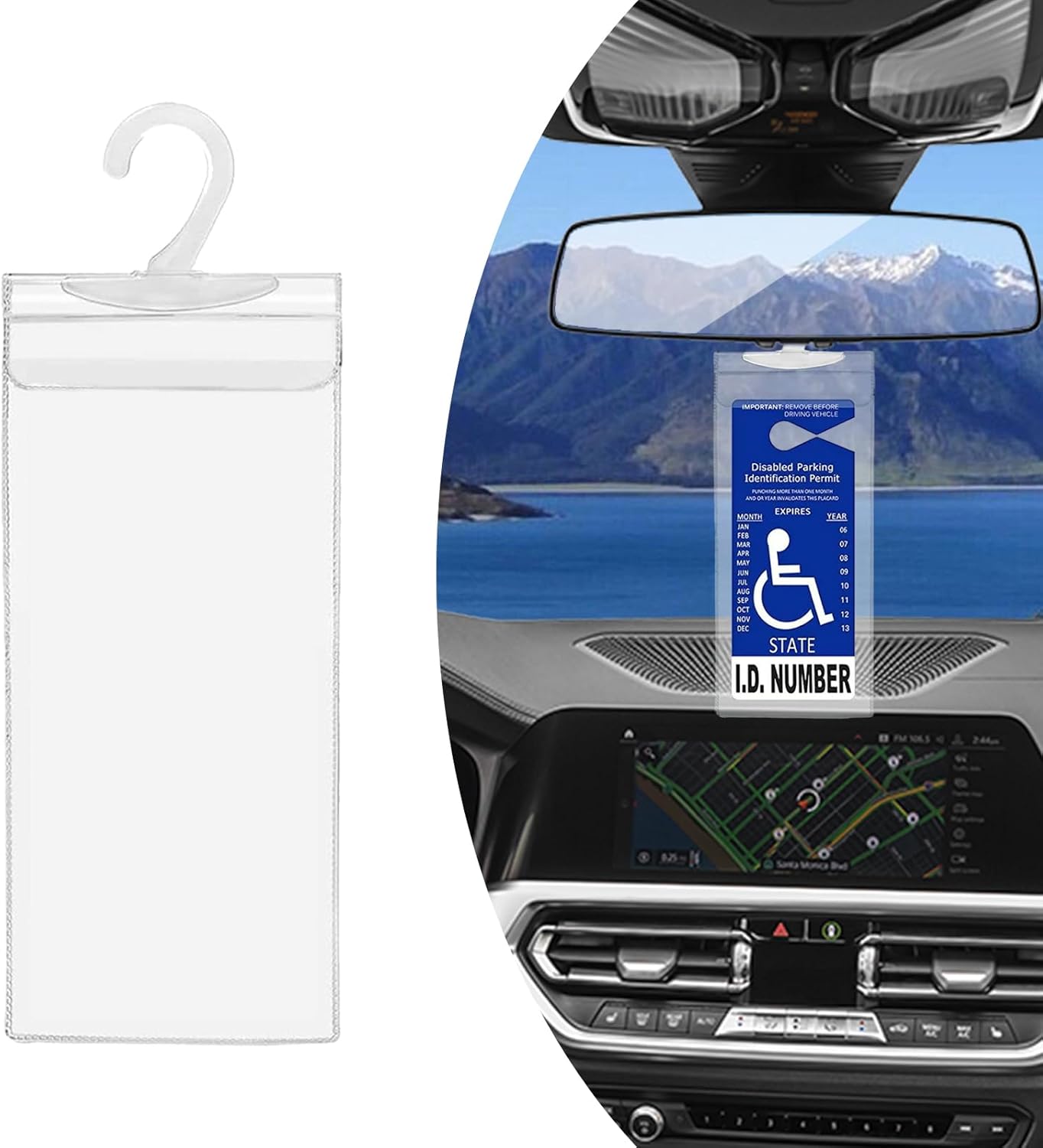 Dickno Handicap Placard Holder, 11.6" x 5" Ultra