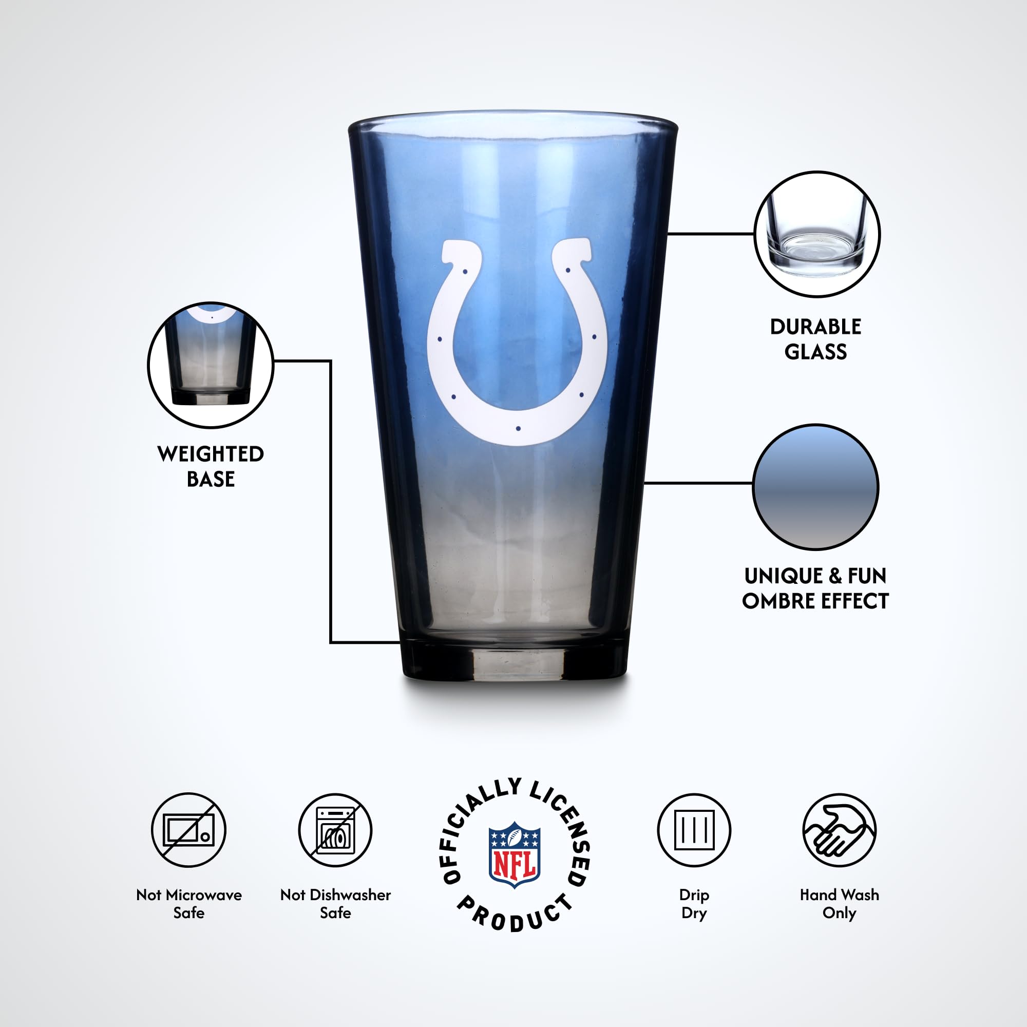 NFL Ombre Pint Glasses - Indianapolis Colts (2-Pack) -5