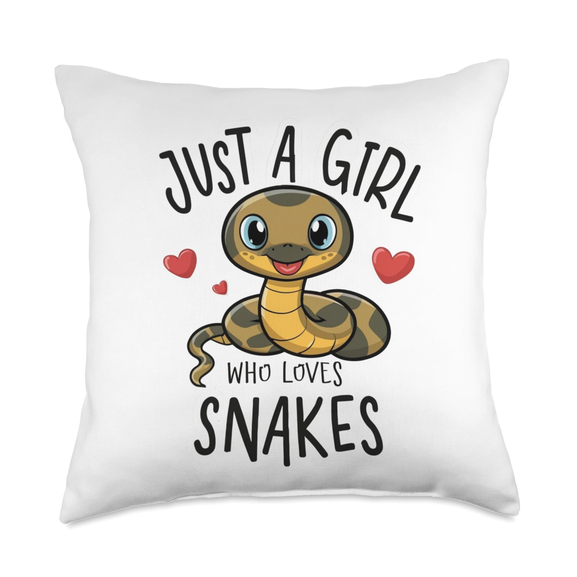 Just a Girl who Loves Snakes Throw Pillow, 18x18, Multicolor
