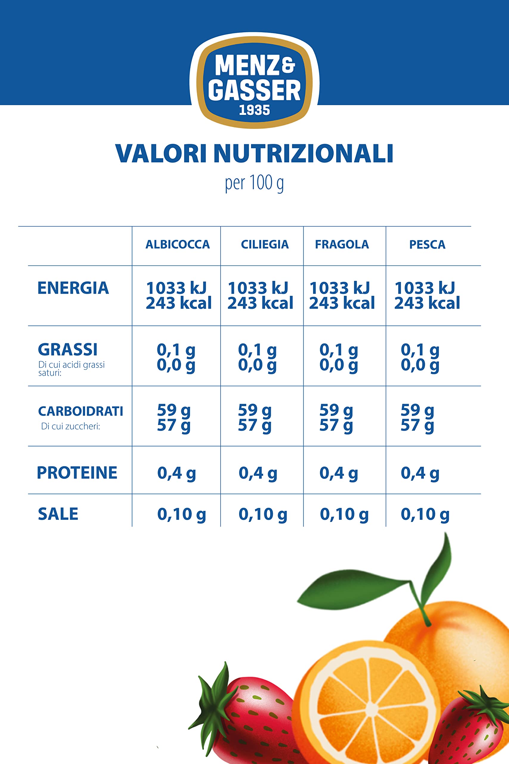 Menz&Gasser Confettura Extra Bio di Gusti Assortiti Monodose Biologica, Albicocca, Ciliegia, Fragola e Pesca, con Frutta, 100 porzioni x 20 g - 2