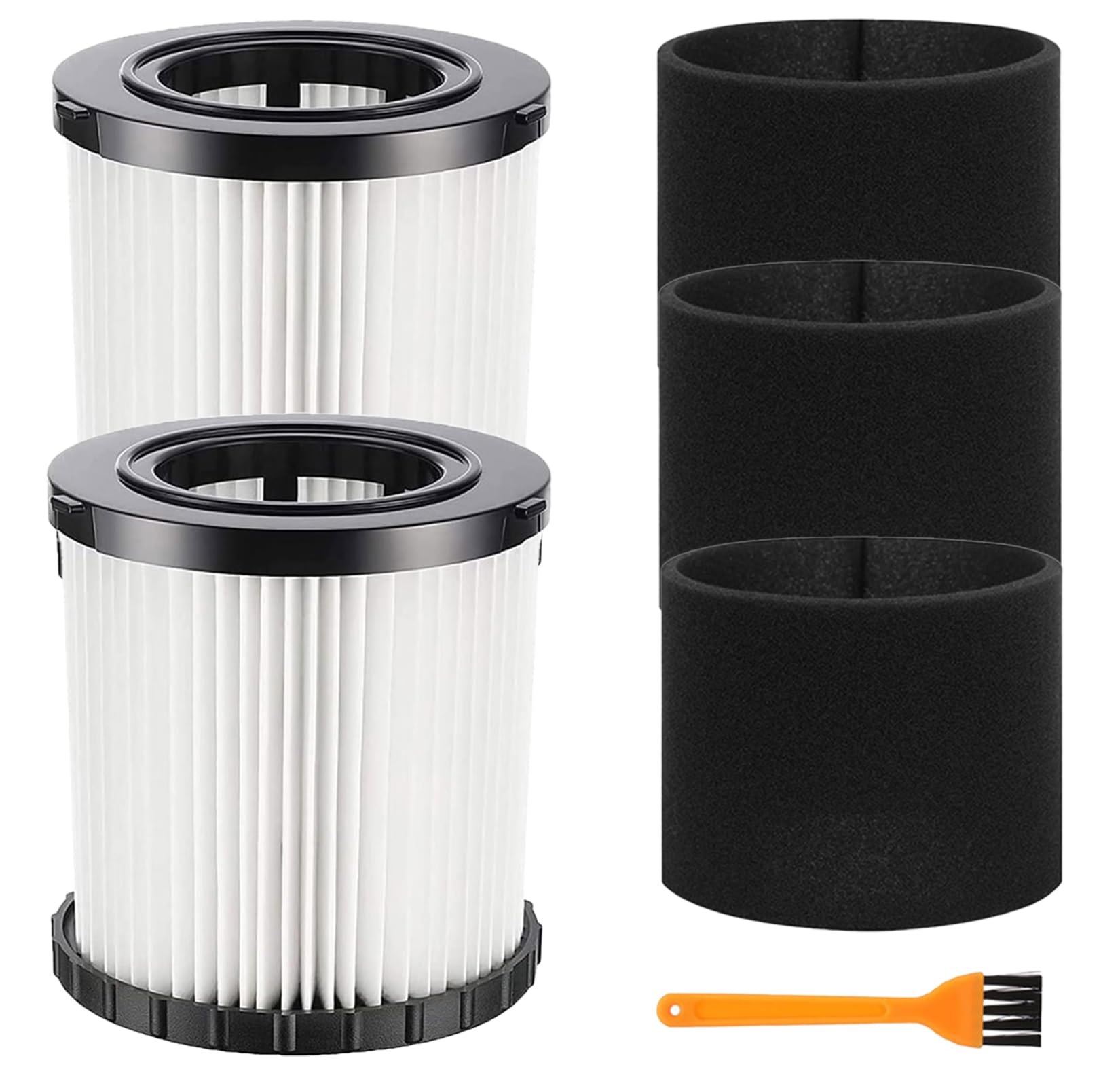 2 Pack DCV5801H HEPA Filters Replacement for DEWALT DCV580 DCV581H DCV5801H 20V MAX Wet/Dry Vacuum with 3 Foam Sleeve Filters