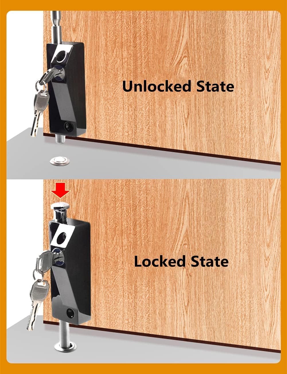 Spring Loaded Latch pin7.0'' Heavy Duty Solid Stainless Steel,Cane Bolts for Gates Vertical Latch Wite Keys,Sliding Barrel Bolt Door Lock Door Security Hardware (Black)