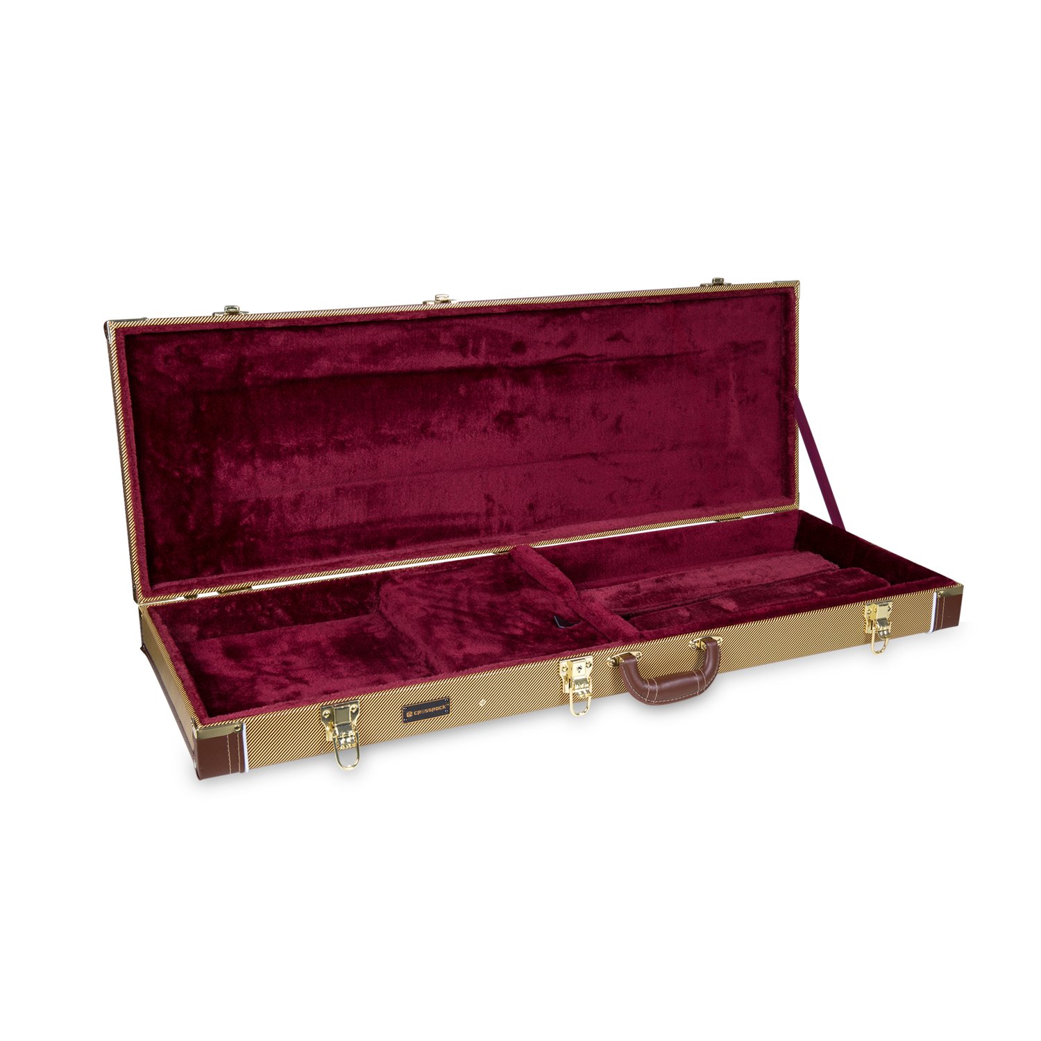 Crossrock Elektrische Gitaar Houten Case Past Fender Telecaster en Stratocaster, Vintage Tweed (CRW600ETW