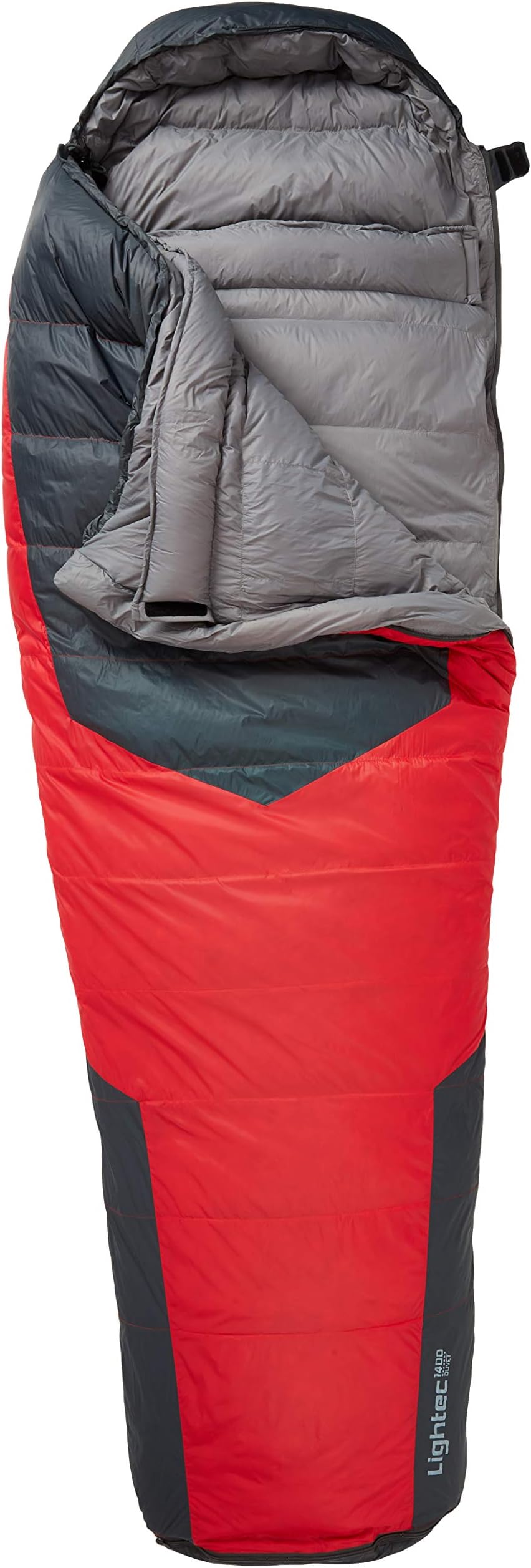Lightec 1200 Duvet Mummy Sleeping Bag, Grey/Red, Large