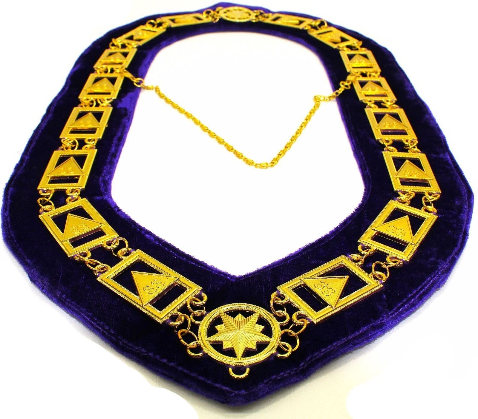 33Rd Degree Masonic Chain Collar Scottish Rite Jewel Regalia Purple Velvet