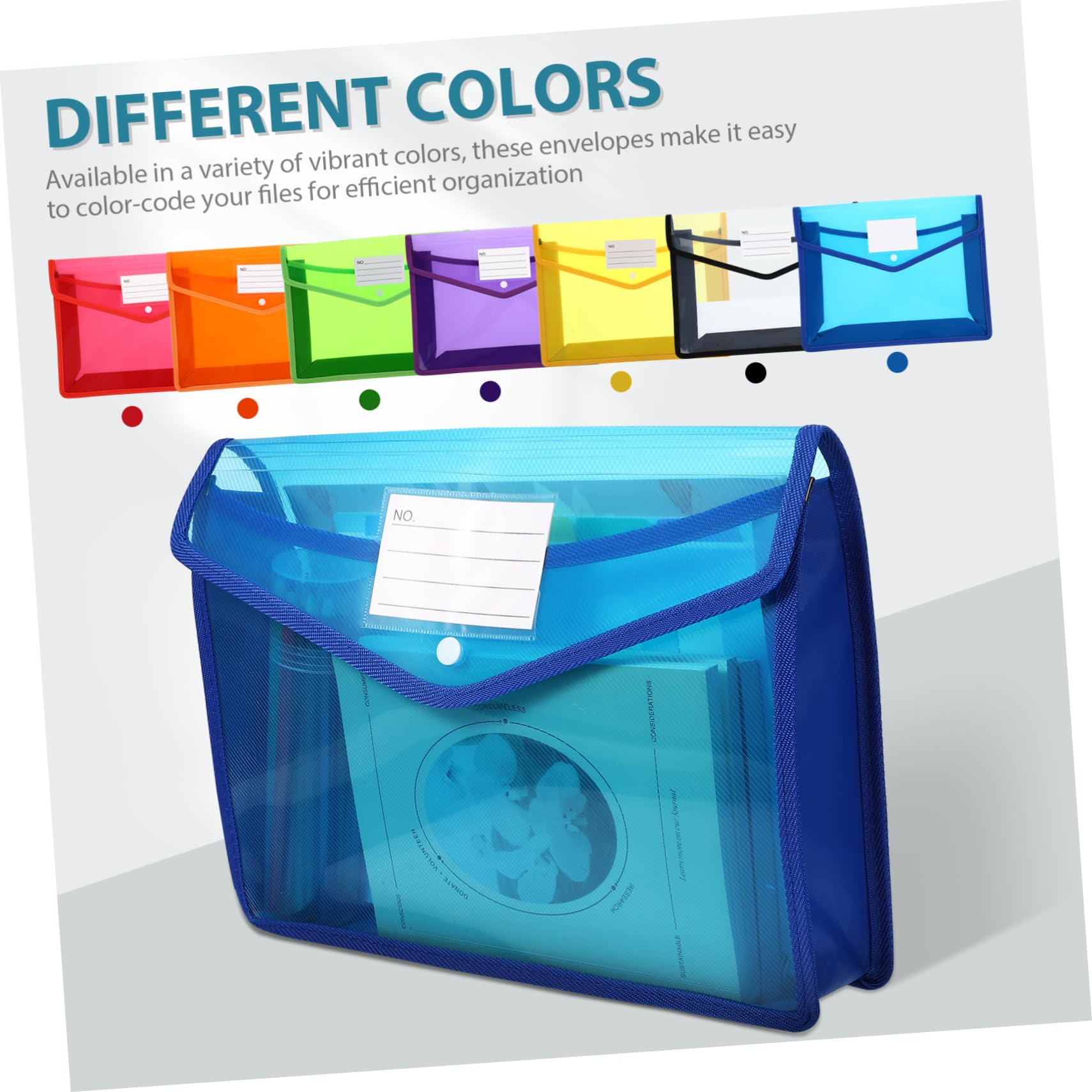 PLAFOPE 7pezzi Busta di Plastica con Bottone per Documenti Busta Trasparente Resistente in Pp per Ufficio Scuola e Archiviazione Organizzazione Efficiente