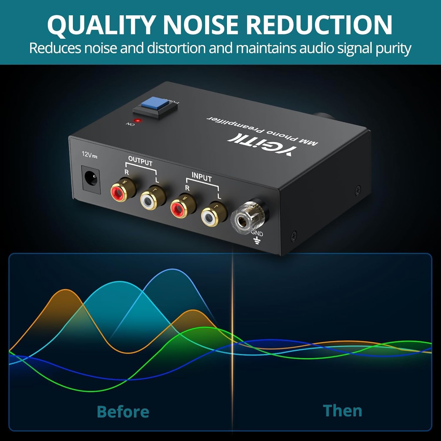 Phono Preamp for Turntable, Mini Stereo MM Phono Preamplifier with Volume Control, Low Noise Operation, RCA in/Out + 3.5mm Output Interfaces, Includes 12V 1A Power Adapter