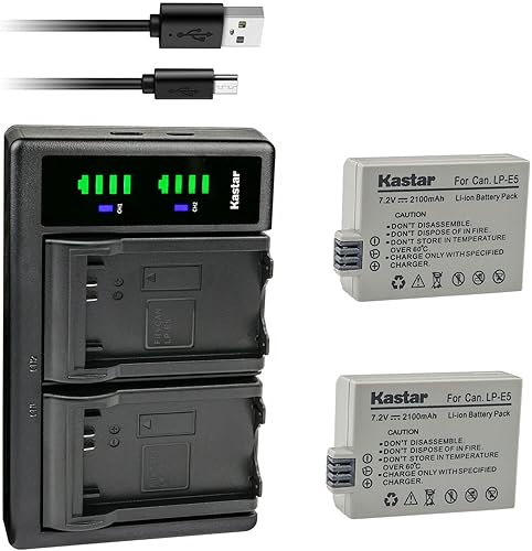 Kastar Paquete de 2 baterías y cargador USB LTD2 de repuesto para batería Canon LP-E5 LPE5, Canon LC-E5, LC-E5C, cargador LC-E5E, Canon EOS Rebel disponible en Yaxa Colombia