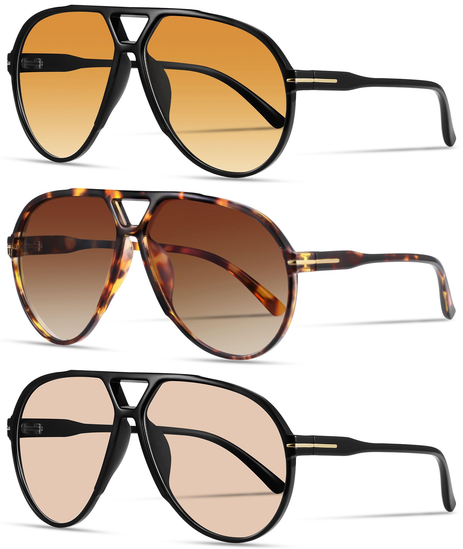 YMRFW Oversized Retro Aviator Sunglasses for Women Men Classic 70s Trendy Vintage Style Large Frame Sun Glasses