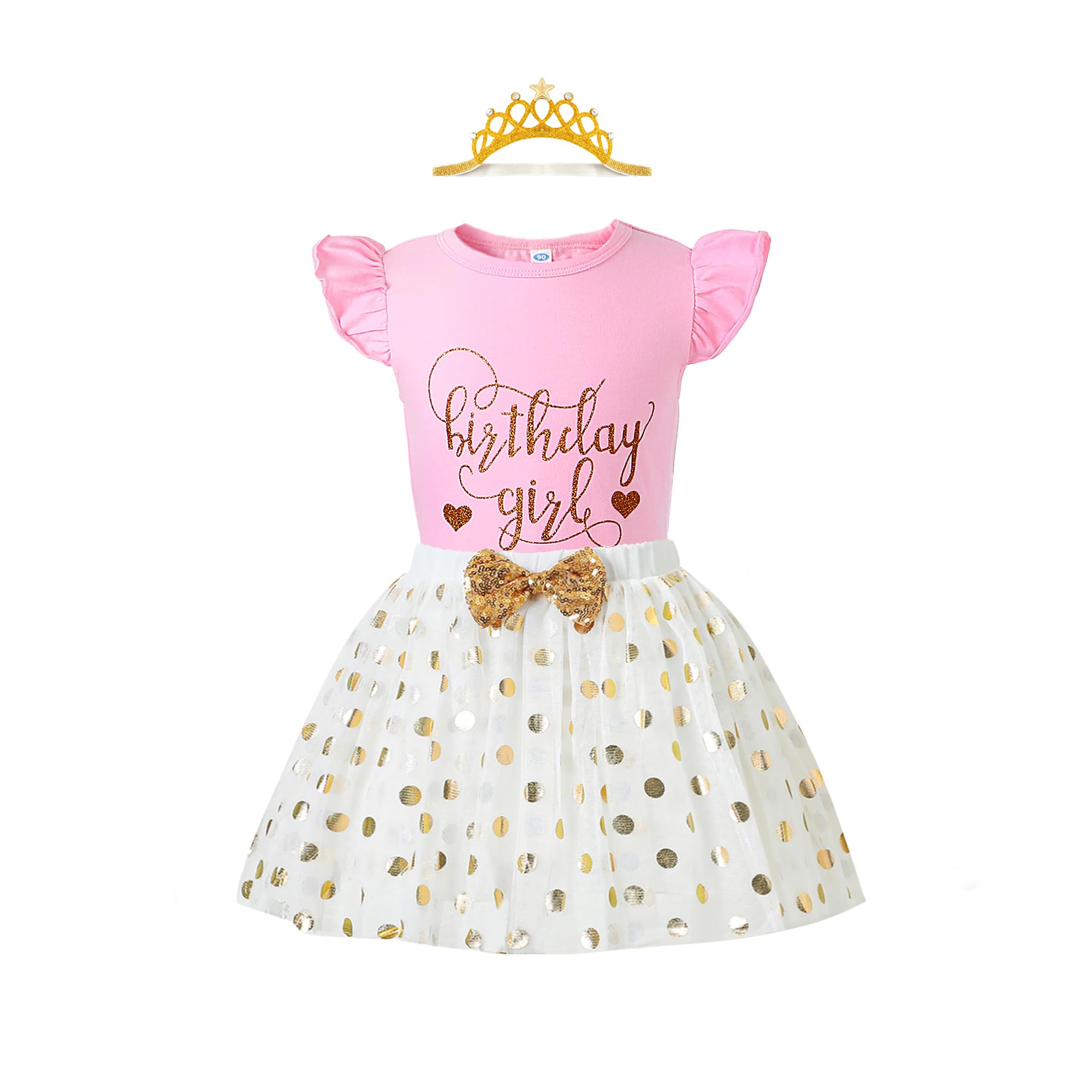 LYSMuch Girls Birthday Outfit Birthday Girls Shirt Princess Tutu Tulle Skirt Headband