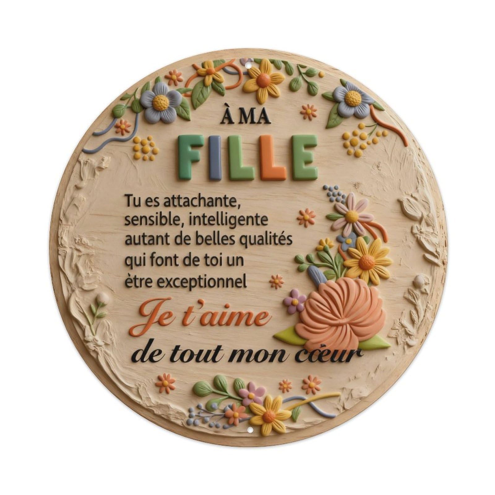 Zlatcbu Vintage Floral Wooden Circle With Text And Flowers Metal Tin Sign Retro Wall Art Poster, Decor For Home Living Room Bar Cafe Garage, 8X8 Inch