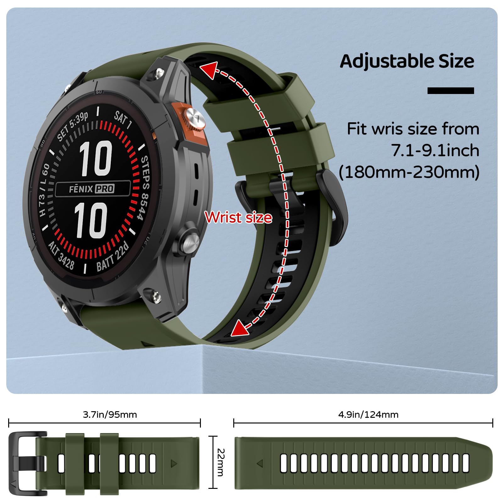 U-LIMVE Watch Strap for Garmin Fenix 8 47mm/Fenix E/Fenix 7/Fenix 7 Pro/Fenix 6/Fenix 6 Pro/Fenix 5/Epix Pro 47mm - Image 4