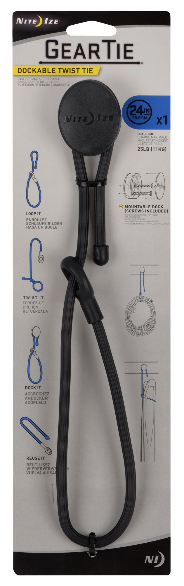 NITEIZE(ナイトアイズ) GEAR TIE DOCKABLE TWIST 24インチ ブラック GLK24-01-R3