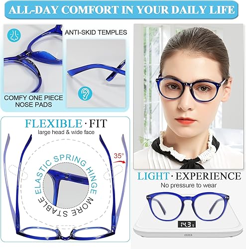 Miniatura 73 de MARE AZZURO Womens Reading Glasses Round Readers Female 0 1.0 1.25 1.5 1.75 2.0 2.25 2.5 2.75 3.0 3.5 4.0 5.0 6.0 (Red 250)