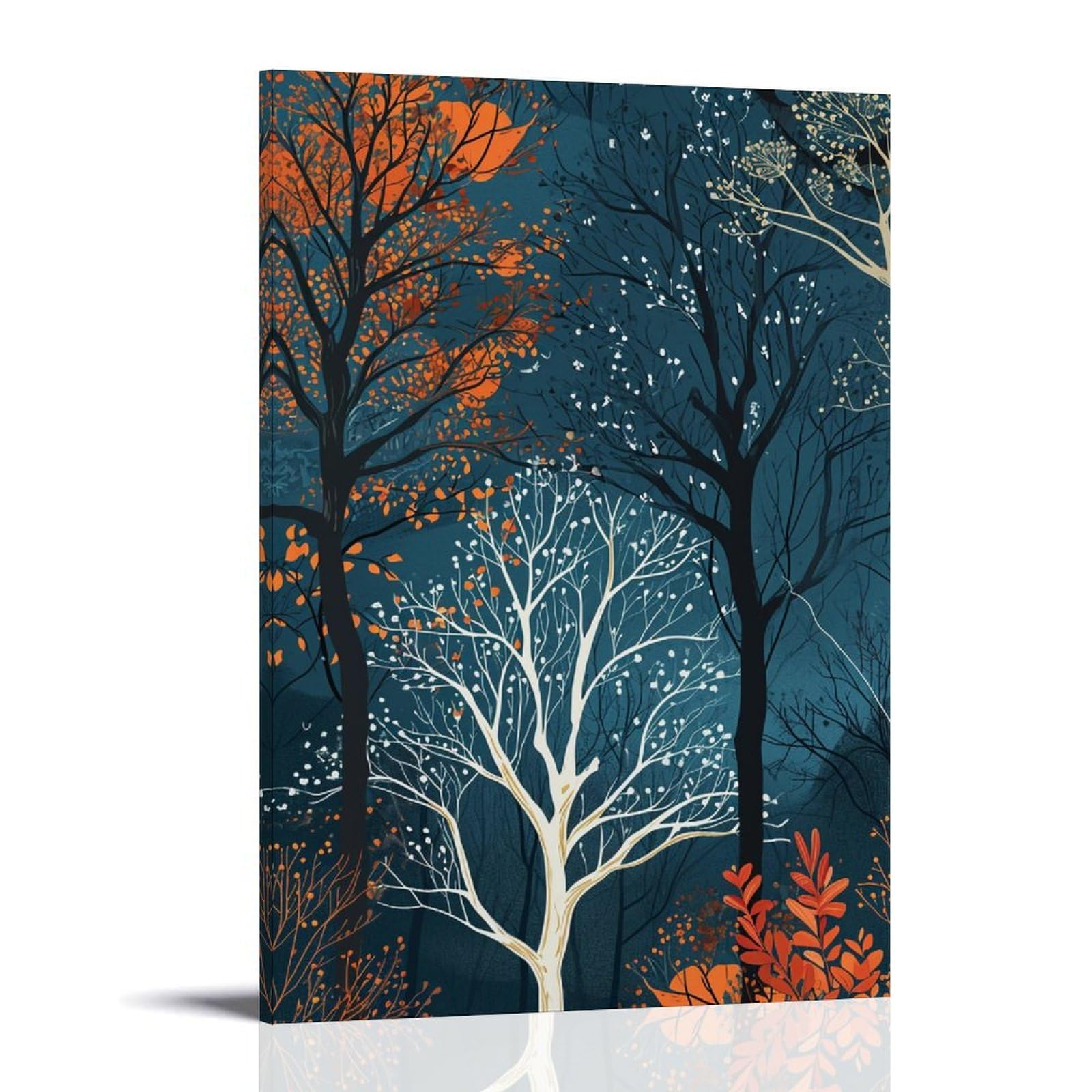 FYFMUSHE Rustic Tree Canvas Wall Art Paintings Abstract Colorful Woods Tree Of Life Pictures on Canvas Prints Framed Ready to Hang Artwork for Bedroom Home Decor 12x18inch(30x45cm)