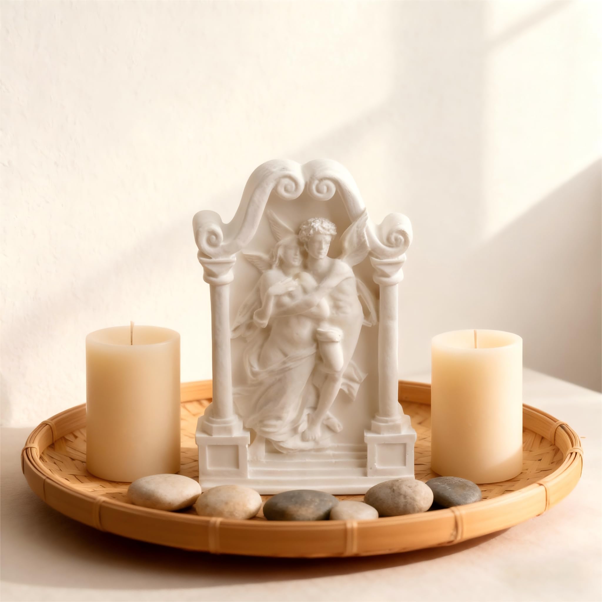 Romantyczna figurka anioła z gipsu, 4,3 cala, biała, w stylu greckim, figurka do dekoracji domu, półka artystyczna, prezent