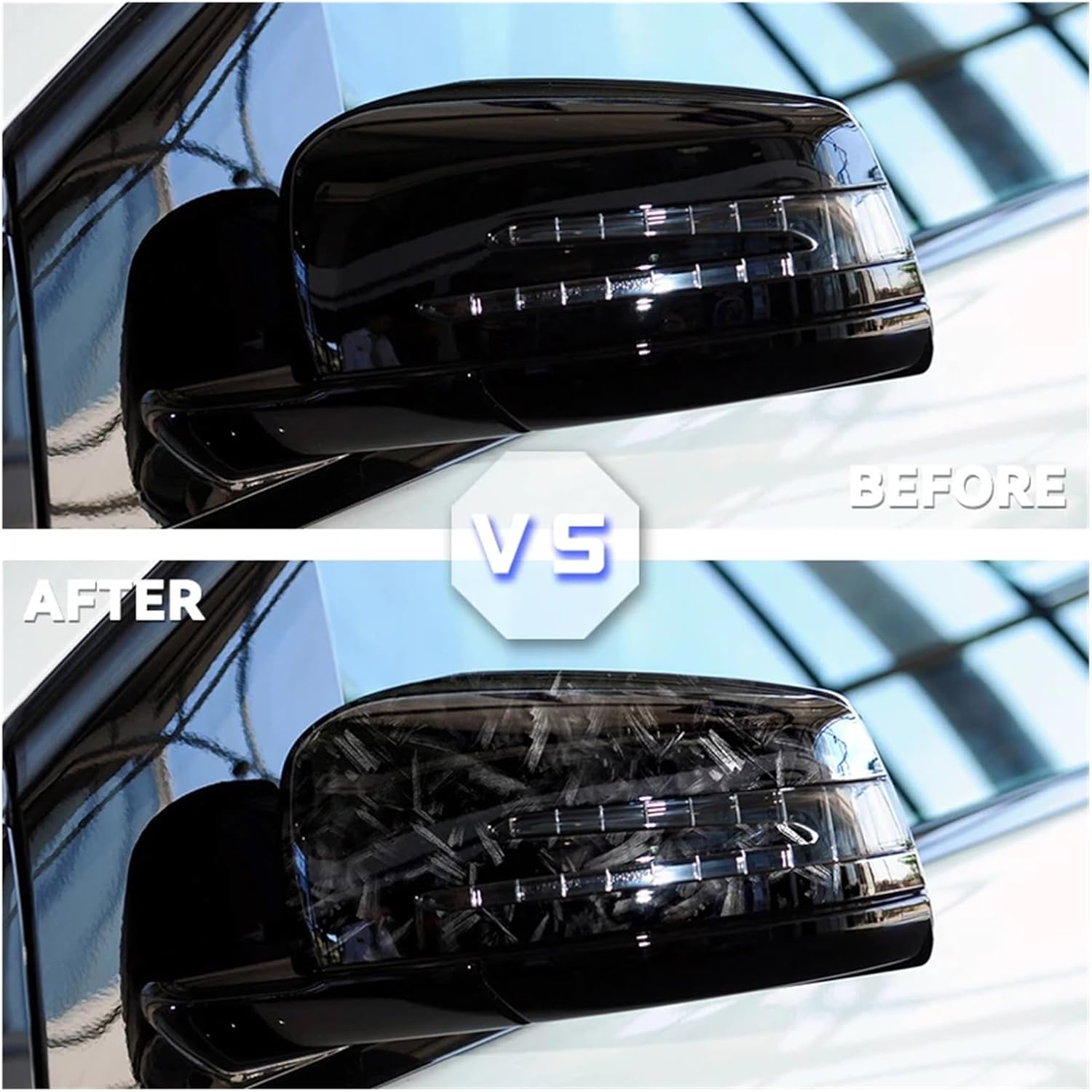 Compatible for Benz A B C E S CLA GLA GLK Class W176 W246 W204 W212 W221 C177 X204 X156 Carbon Fiber Car Rearview Mirror Cover(Bright Black) (Bright black)