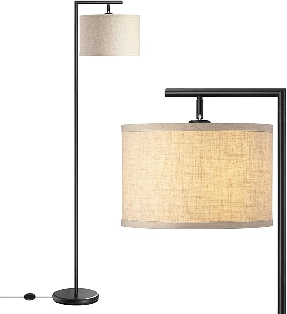 EDISHINE Black Arc Floor Lamp, Tall Standing Lamp with Adjustable Linen