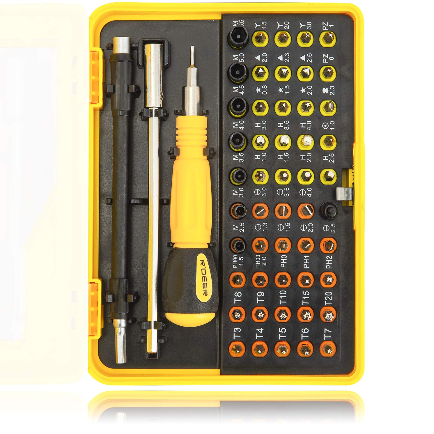 53 in 1 Multifunctional Precision Screwdriver Set R'deer Magnetic Electronic Repair Tools Kit with Flexible Shaft Extension Bar and Tweezers for iPhone MAC Xbox PS4 PC Watch Glasses