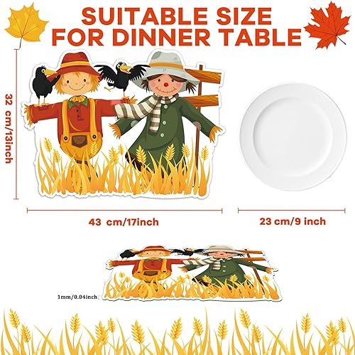 Miniatura 2 de Juego de 6 manteles individuales de plástico con texto en inglés "Hello Fall", de bienvenida, otoño, otoño, decoración de mesa con temática de