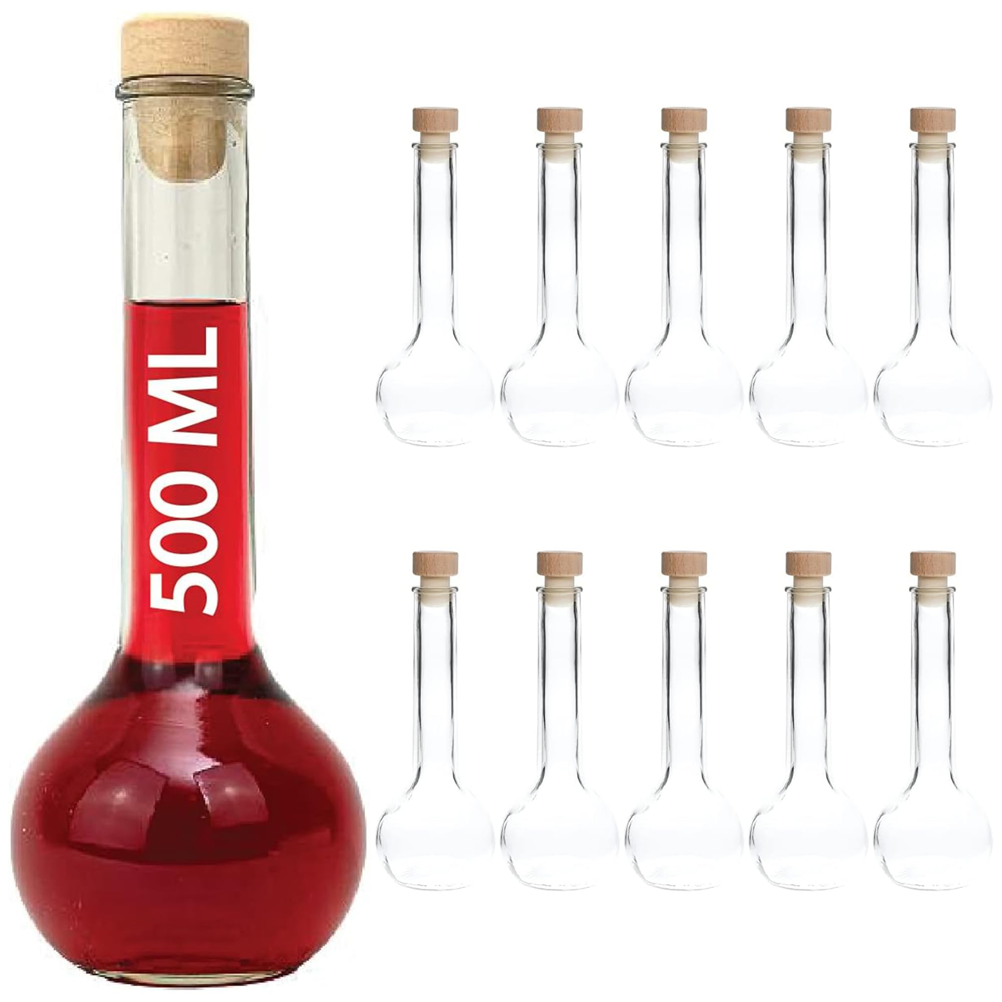 Botellas de cristal de 0,5 L para embotellar bebidas y salsas artesanales en casa, pack de 10