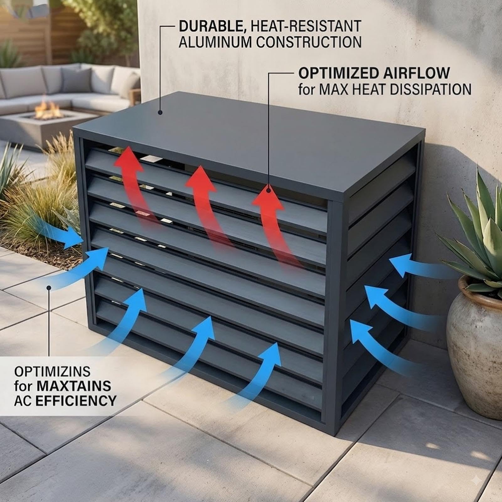Klimaanlagen-Abdeckung aus Aluminium, Schutzabdeckung für Klimaanlagen | Schermi per la privacy di pompe di calore, coperture per unità esterne di condizionatori,(C,100*70cm/39.4*27.6in)