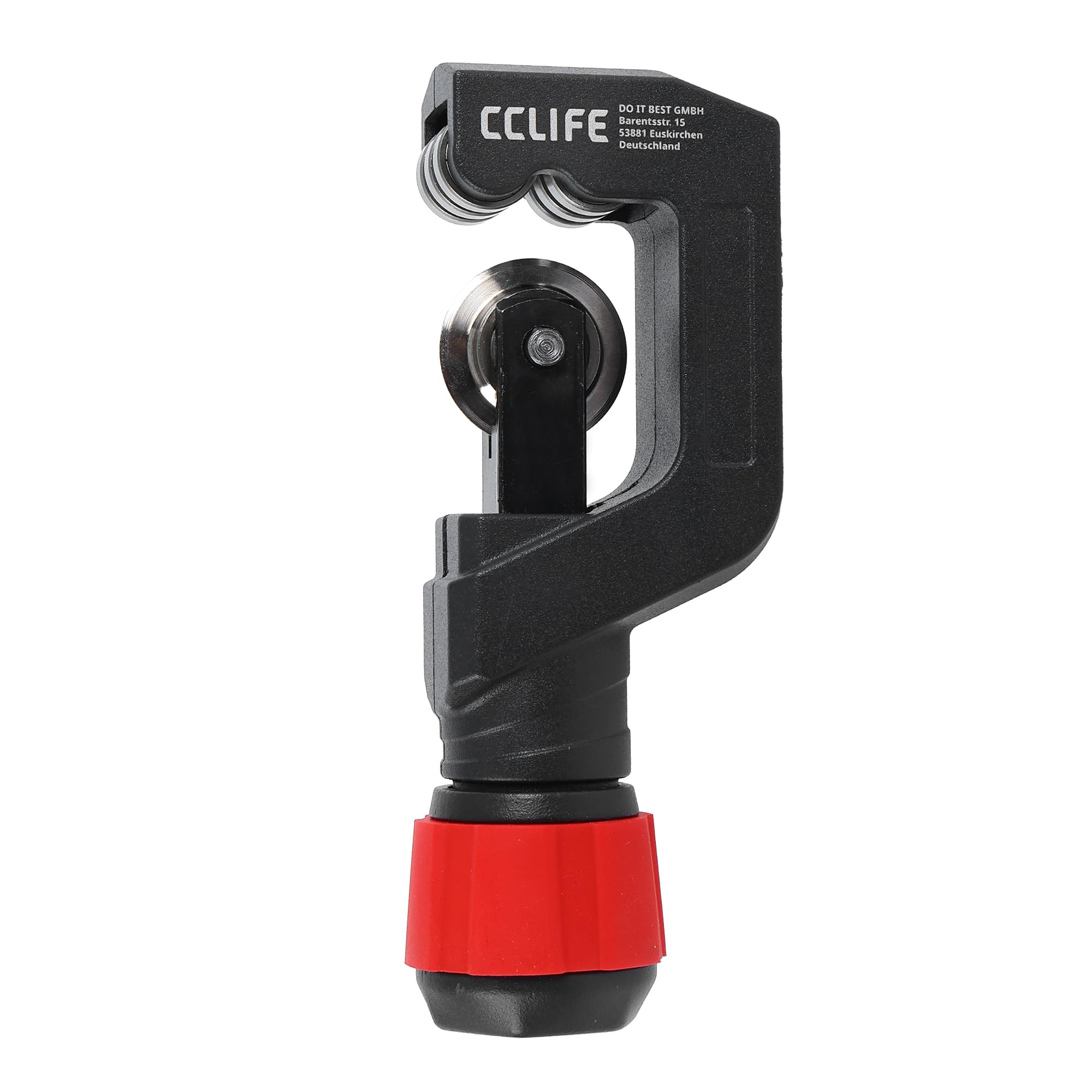 CCLIFE Rohrschneider, Rohrabschneider, 4-32mm, Schwarz und Rot, 1er-Pack | Rohrabschneider, 6 Führungsrollen, Aluminiumlegierung, für Edelstahlrohre, Stahlrohre, Kupferrohre, und Kunststoffrohre