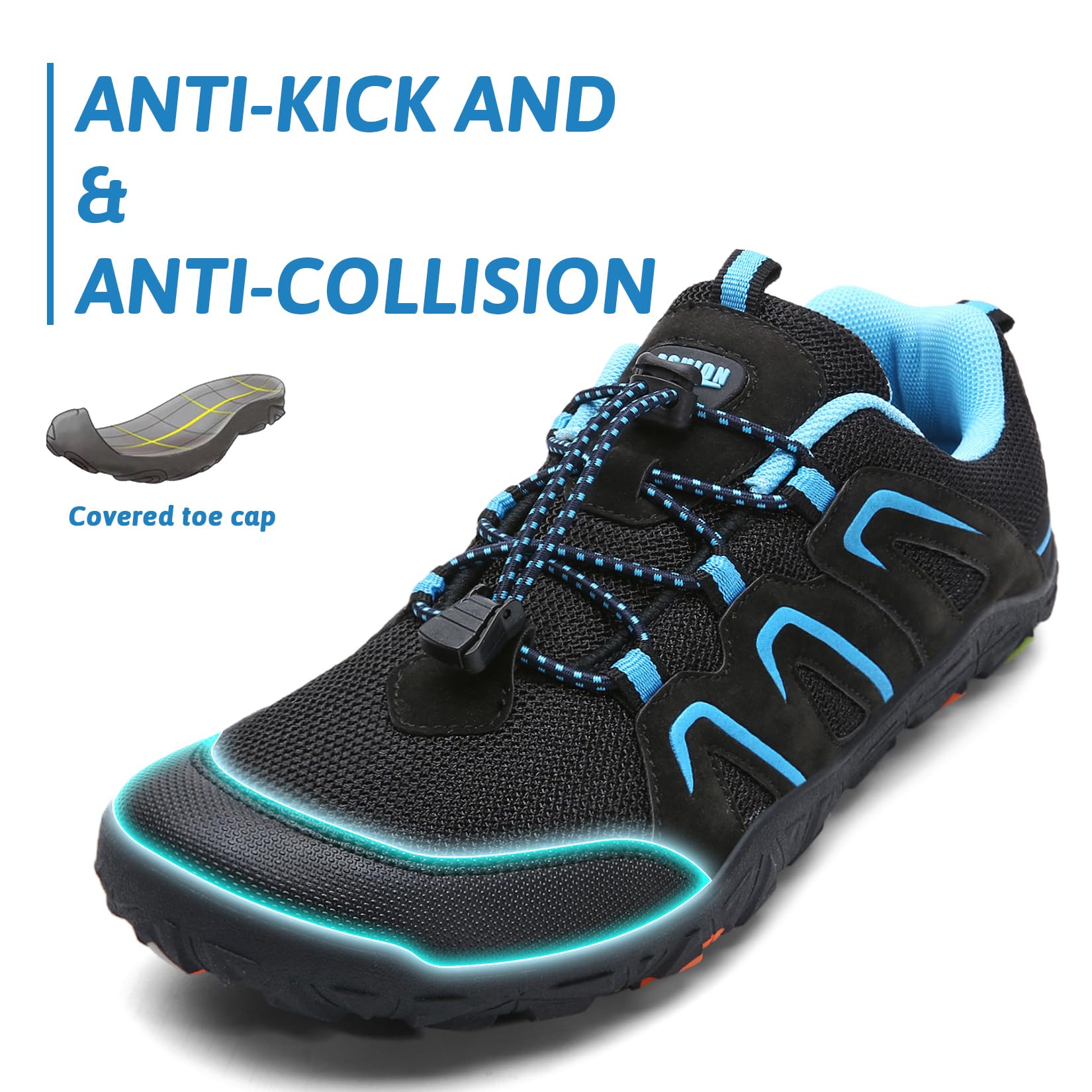 Chaussures Randonnée Garçon Chaussures de Trail Enfant léger Antidérapant Marche de Trekking Outdoor(N Negro Azul,40 EU)