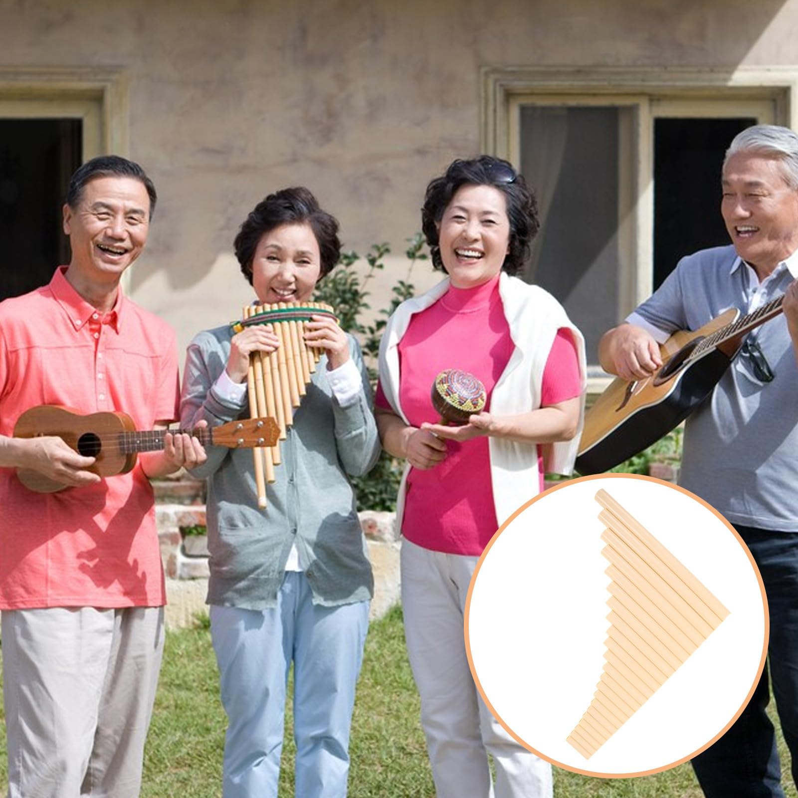 Traditionelle Panflöte in Beige in G-dur mit 22 Pfeifen aus Kunststoff Vielseitig für Anfänger und Profis Geeignet für Bühnenauftritte und Volksmusik