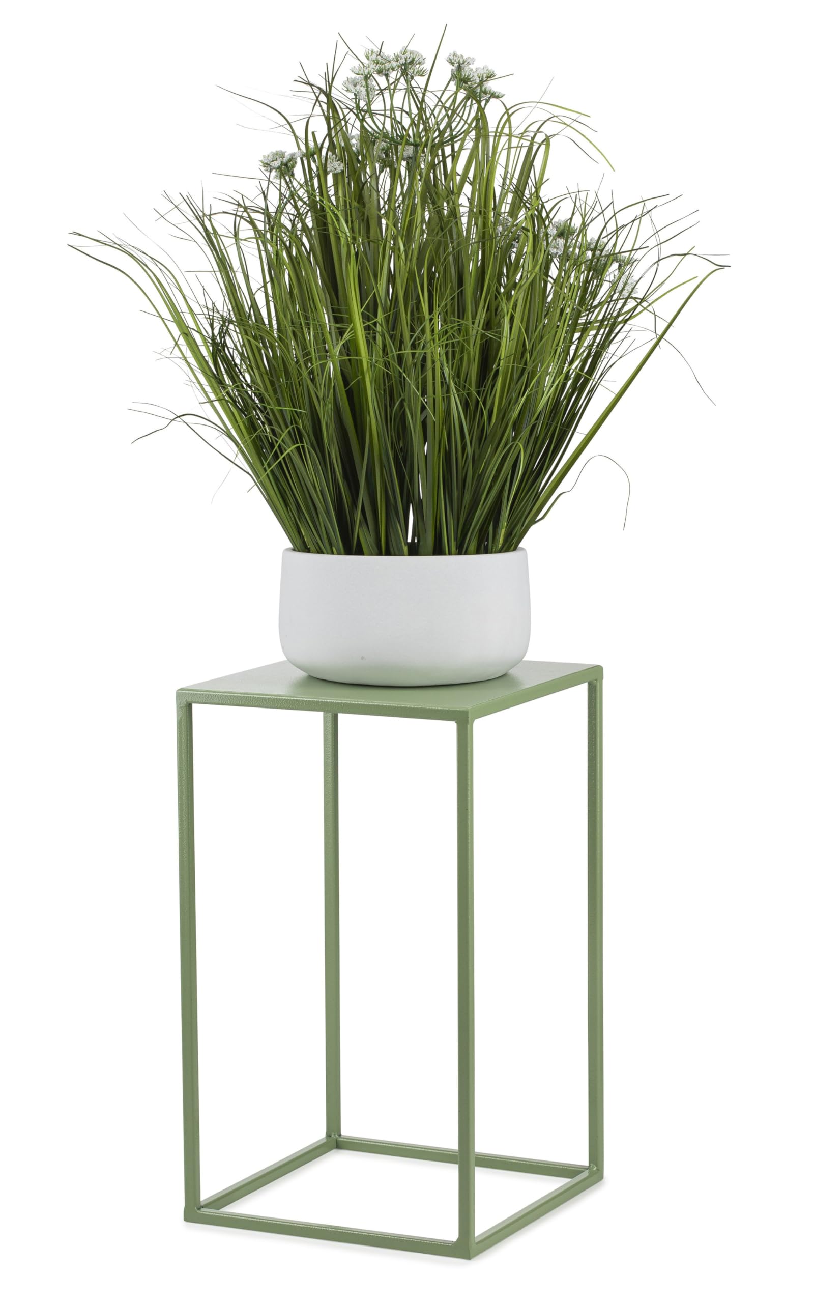 HowHomely Metal Flower Stand, Green, 40 cm High, Solid and Robust Metal Flower Stool, Plant Stand for Decoration in Living Room, Bedroom or Office