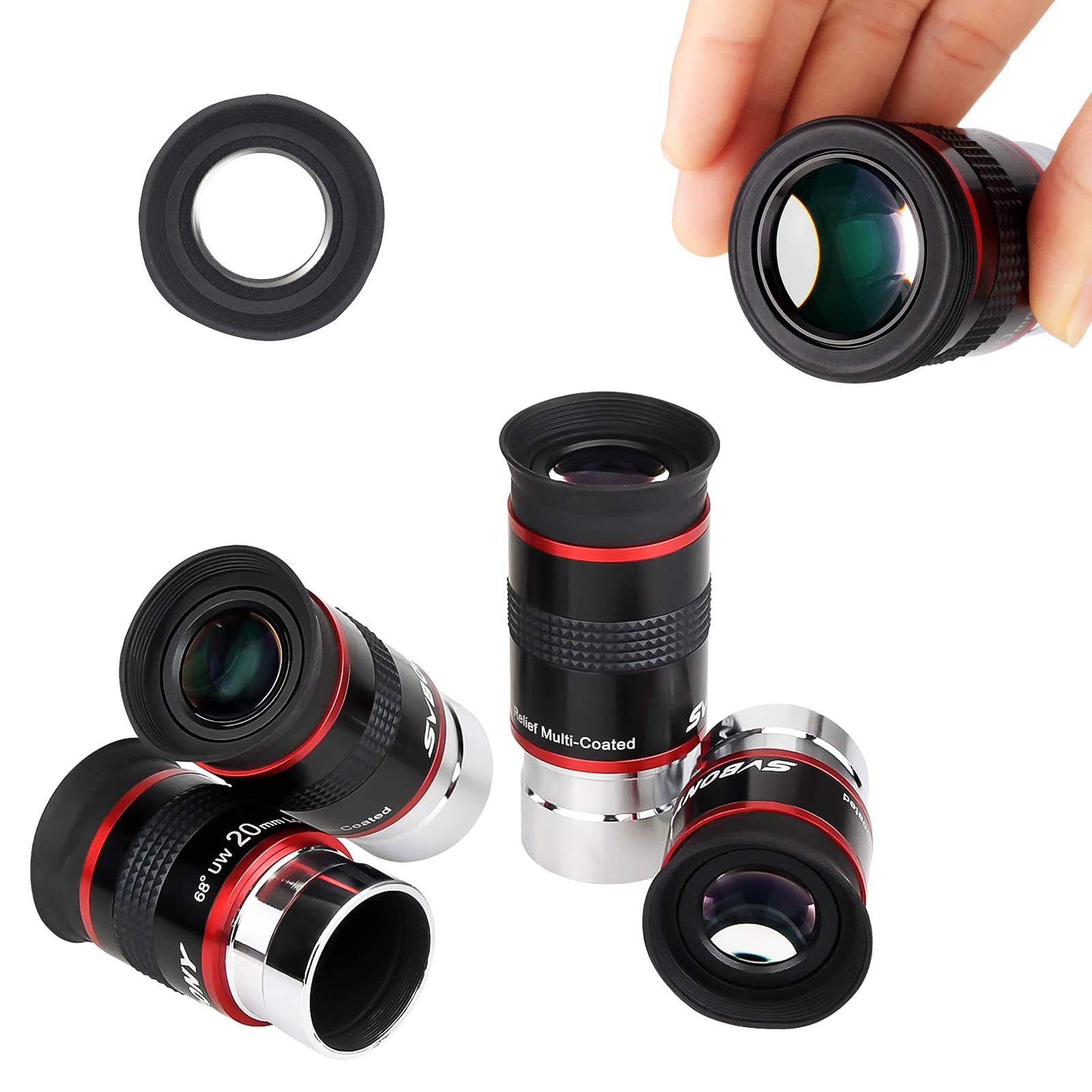 Lot de 4 oculaires ultra grand angle de 68 degrés pour télescope (6/9/15/20 mm) entièrement recouvert de vert 3,2 cm (6-9-15-20 mm)