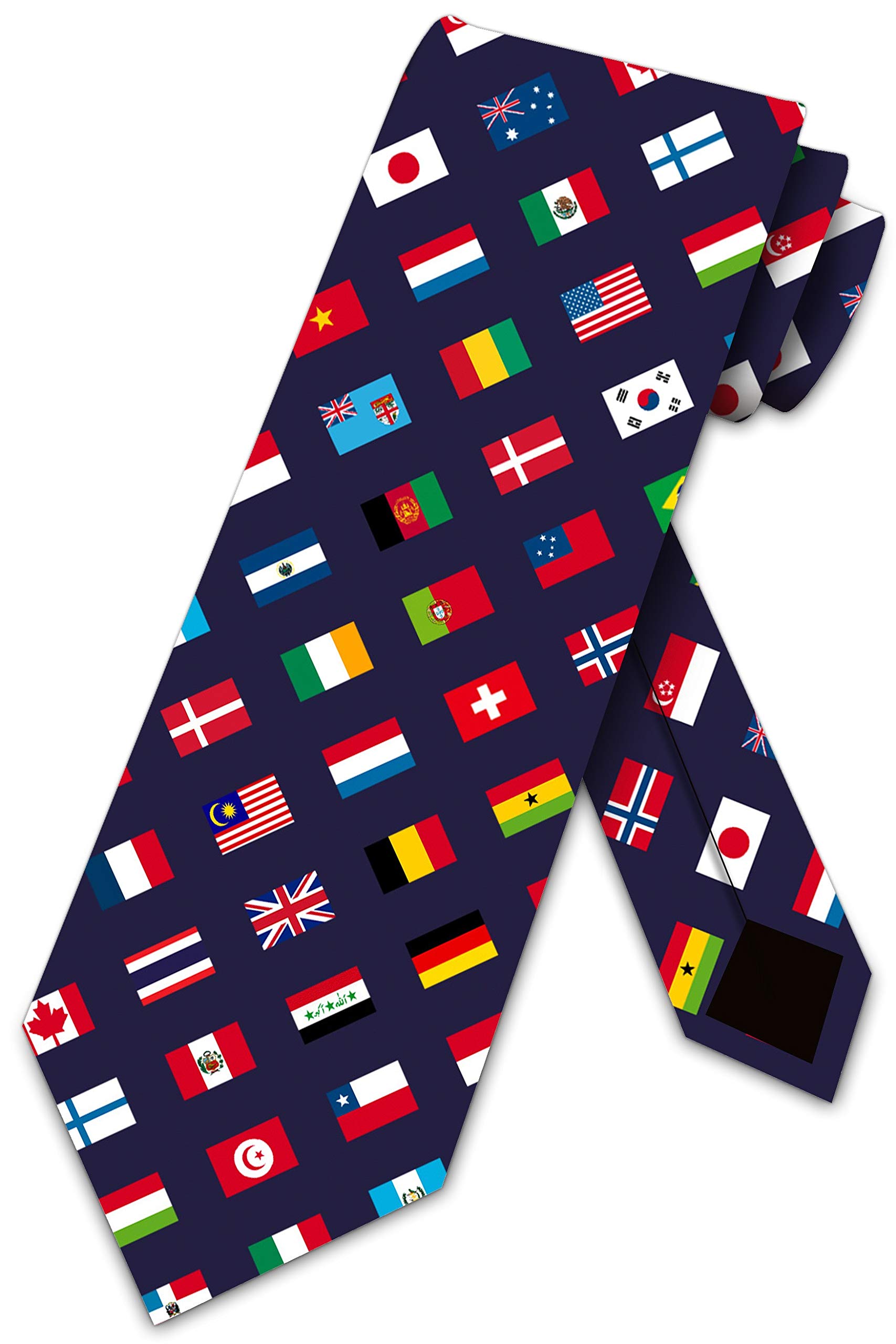 Bhhjkk Unisex As Pic Flag Ties Mens World Flag Necktie