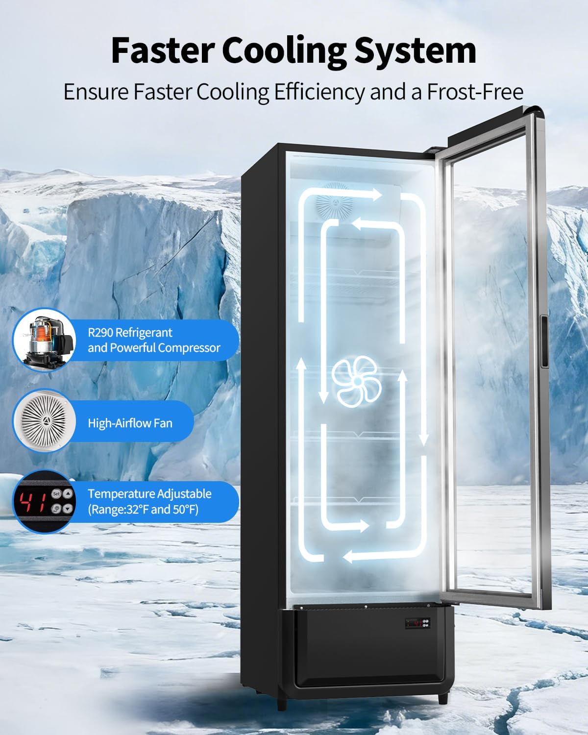 9.89 Cu. Ft Commercial Fridge, Display Merchandiser Drink Refrigerator with Glass Door & LED, 4 Adjustable Shelves Holds 288 Cans, Beverage Cooler for Beer, Soda, ETL DOE NSF Certified