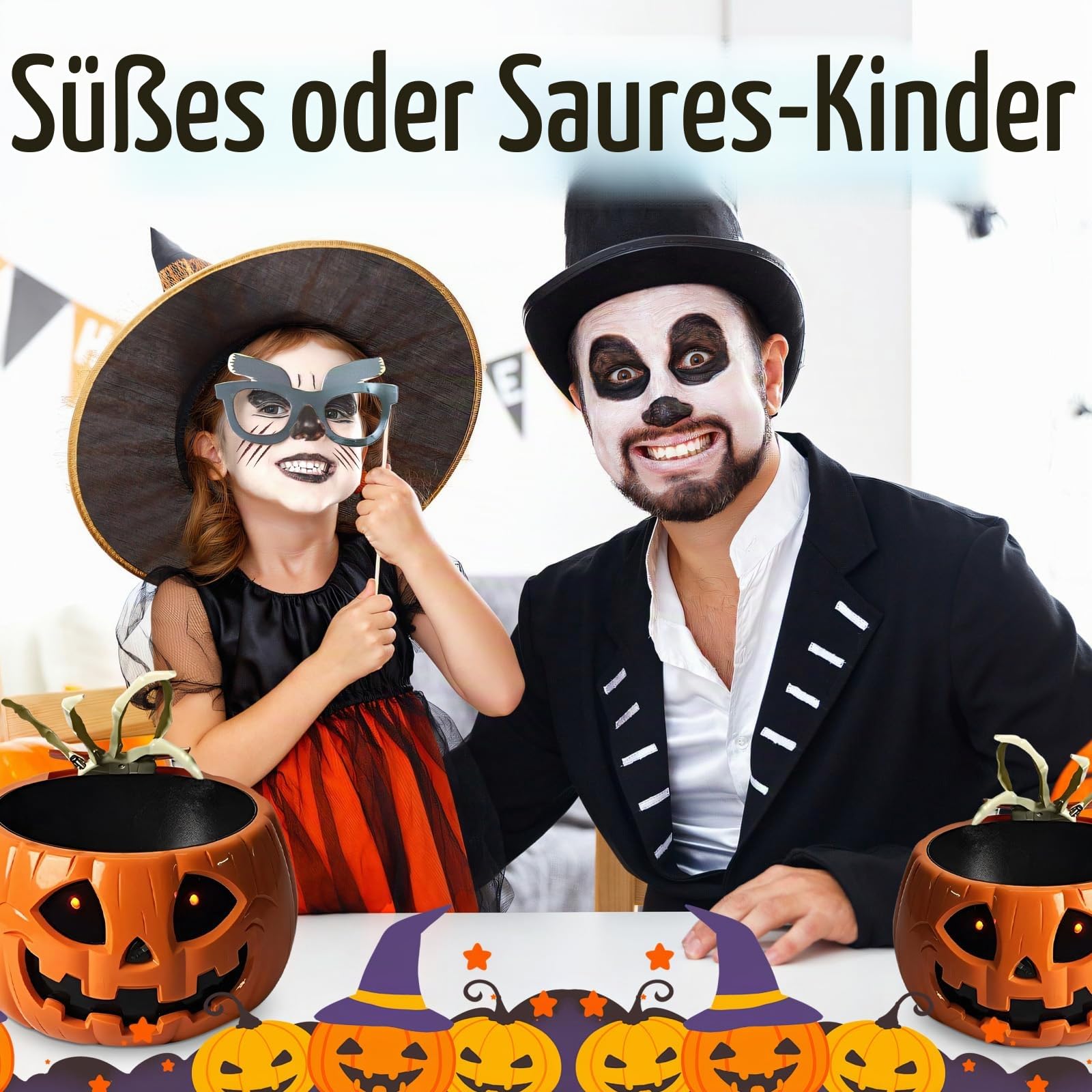 Baoblaze Halloween-Kürbis-Bonbonschale, animierte Halloween-Totenkopfschale, gruselige Requisiten, realistisch mit beweglicher Skeletthand für die