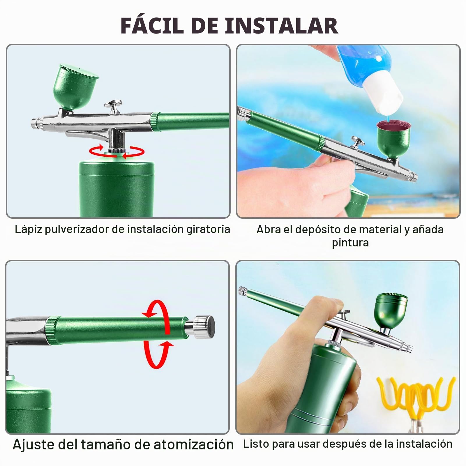 Juego de aerógrafo con compresor, pistola de aerógrafo portátil, kit de aerógrafo recargable, aerógrafo inalámbrico con compresor para diseño de uñas, decoración de pasteles, maquillaje, modelado de