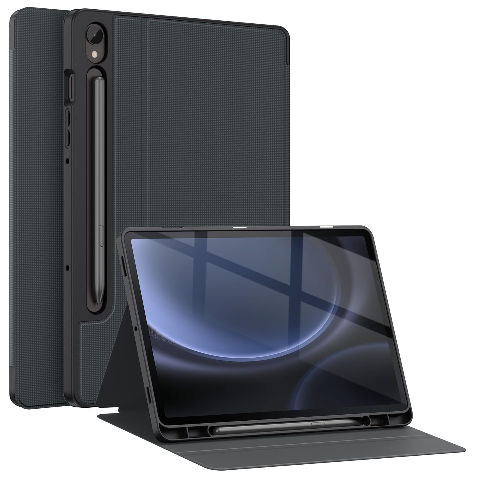 Soke Case for Samsung Galaxy Tab S9 FE 5G 2023 - Shockproof Stand Folio Case,Multi-Viewing Angles,Soft TPU Back Cover for Galaxy Tab S9 FE 10.9 inch Tablet,Gray