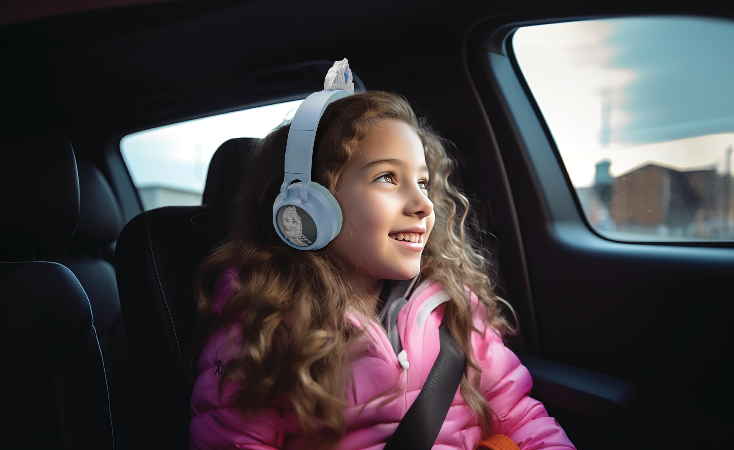 Lexibook, Frost, 2-1 Drahtlose und kabelgebundene Kopfhörer mit Prinzessin Tiara, hochwertiger Klang begrenzt auf 85 dB, Lichteffekte, faltbar, einstellbar, wiederaufladbar, HPBT015FZ