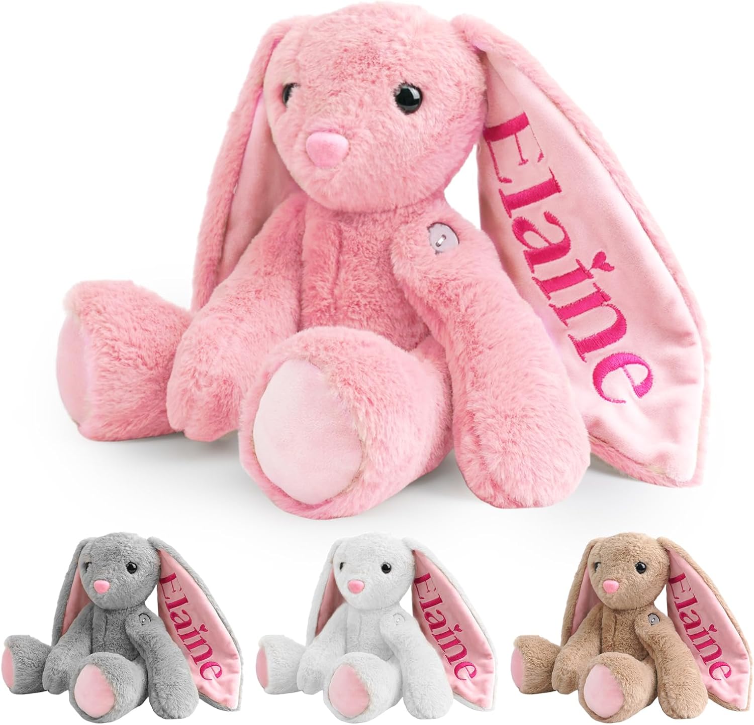 Personalized Bunny Stuffed Animal with Embroidered Name, Custom Baby Easter Plush Toys, 1+ Years Old Girls Gifts, Easter Birthday Gifts for Baby Girls Boys Toddlers Newborn