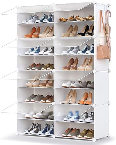 Miniatura 8 de Zapatero de 48 pares, organizador de estantes para zapatos con puerta, gabinete para zapatos con estantes para armario, entrada, pasillo, dormitorio