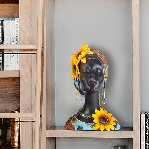 Miniatura 5 de Esculturas de arte africano, estatuas modernas de mujeres africanas, decoración de habitación, figuras africanas de resina, estatua de busto