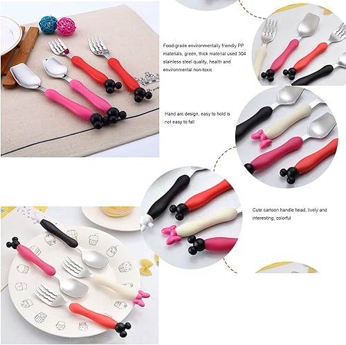 Miniatura 6 de Cuchara y tenedor para niños, cuchara de alimentación para bebés, utensilios de cocina de acero inoxidable, accesorios para cubiertos para bebés