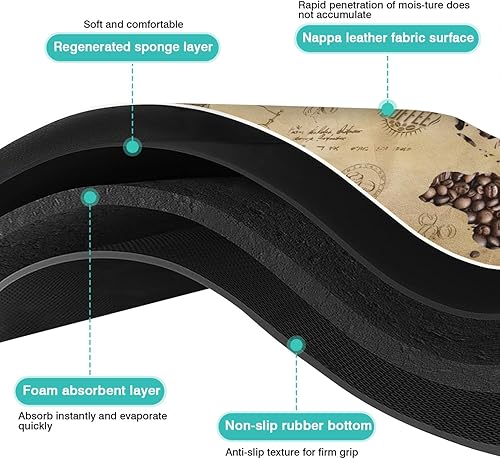 Miniatura 6 de Divertida alfombrilla de café de 19 x 12 pulgadas, tapete de café para encimeras, absorbente y antideslizante, accesorios de barra de café para