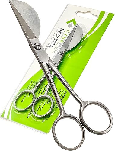 Cynamed Tijeras de apliques de 5 pulgadas con borde de pico de pato para arte, manualidades, tela, hilo, costura y bordado, tijeras en miniatura