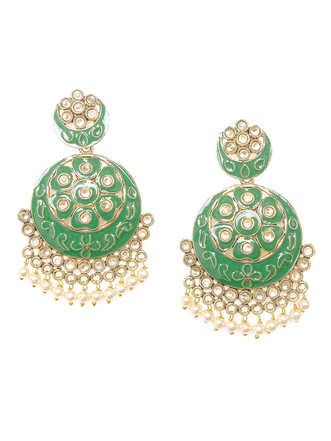 S SALWAR STUDIOTraditional Gold Plated Kundan & Meenakari Chandbali earrings for Women and girls