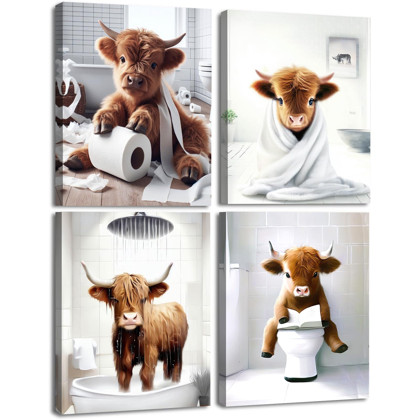 Highland Cow in Toilet Set