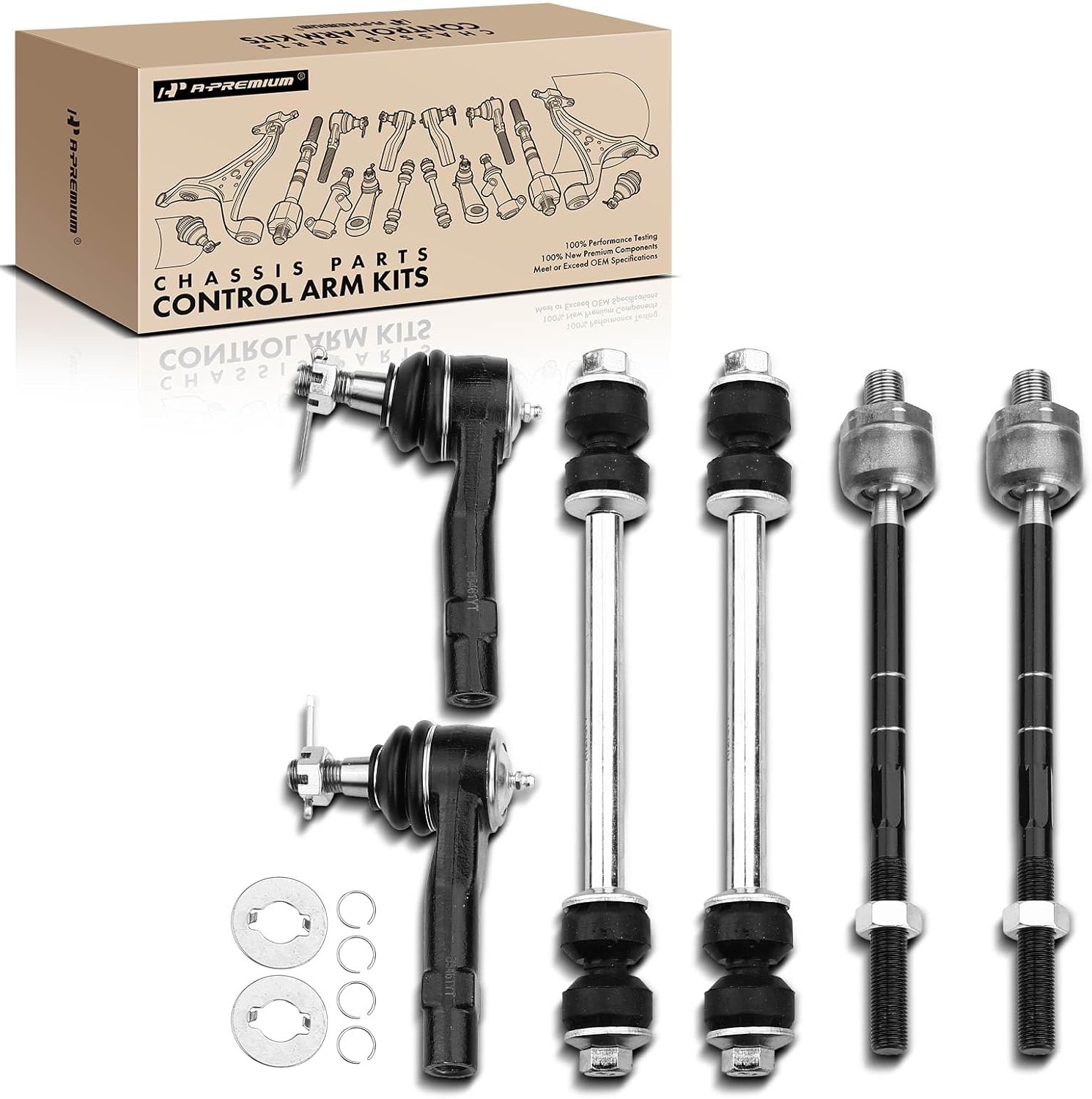 A-Premium Set of 6, Front Sway Bar Link, Inner Outer Tie Rod End, Compatible with Ford Explorer 98-01, Ranger 98-04, Mazda B2300 01-03, B2500 98-01, B3000 & B4000 98-04, Mercury Mountaineer 98-01