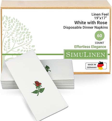 Simulinen Servilletas de cena individuales con diseño de rosas  Servilletas grandes desechables y decorativas  suaves, absorbentes y duraderas (19 x