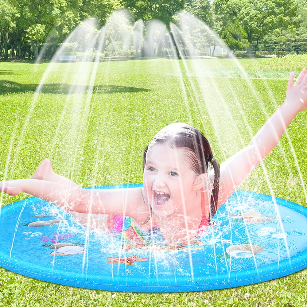 Tapis D’Eau Lotvic 170 Cm – Splash Sprinkle Play Mat – Jet D’Eau Pour Enfants Et Chiens – Jeu Aquatique Été